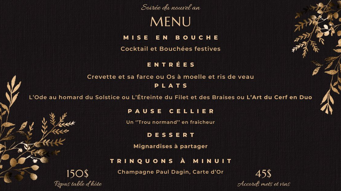 Réveillon (réservation 2e tablée)