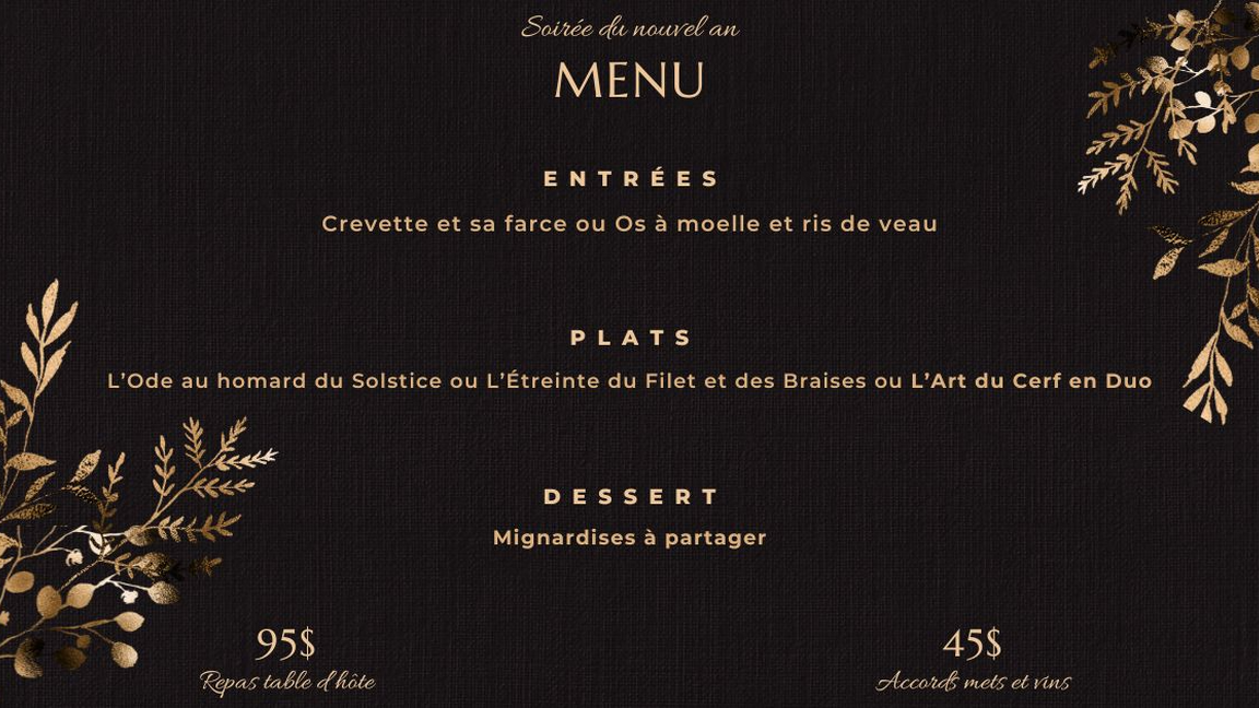 Réveillon (réservation 1ère tablée)