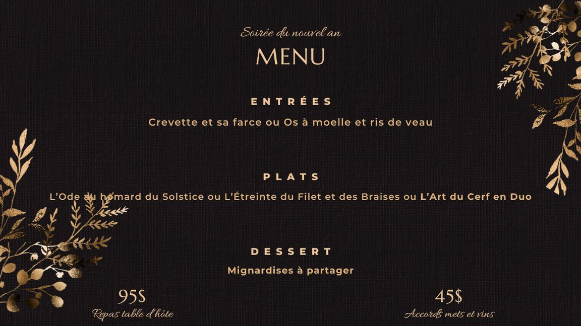 Réveillon (réservation 1ère tablée)