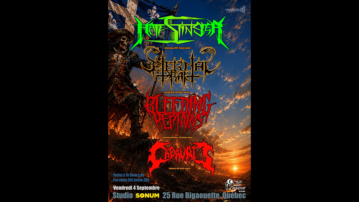 Hatestinger // Eternal Drak // Bleeding remains // Cadavaris Live au Sonum