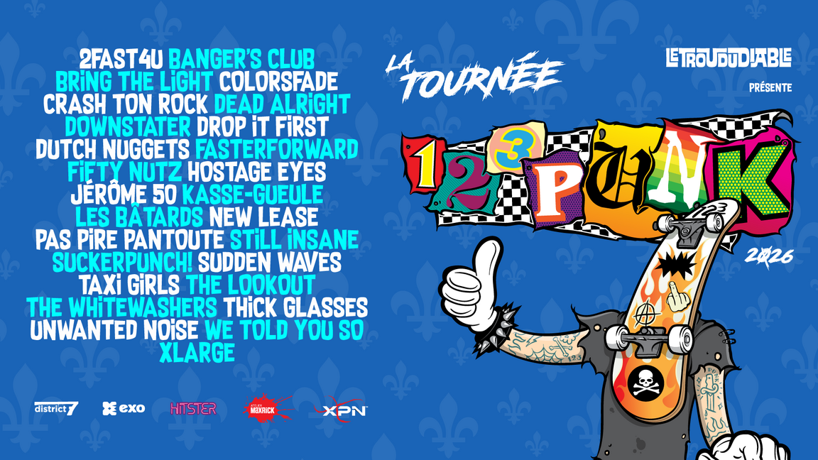 La tournée 123Punk 2026 à Rivière-du-Loup avec XLarge, Drop it First et Pas Pire Pantoute