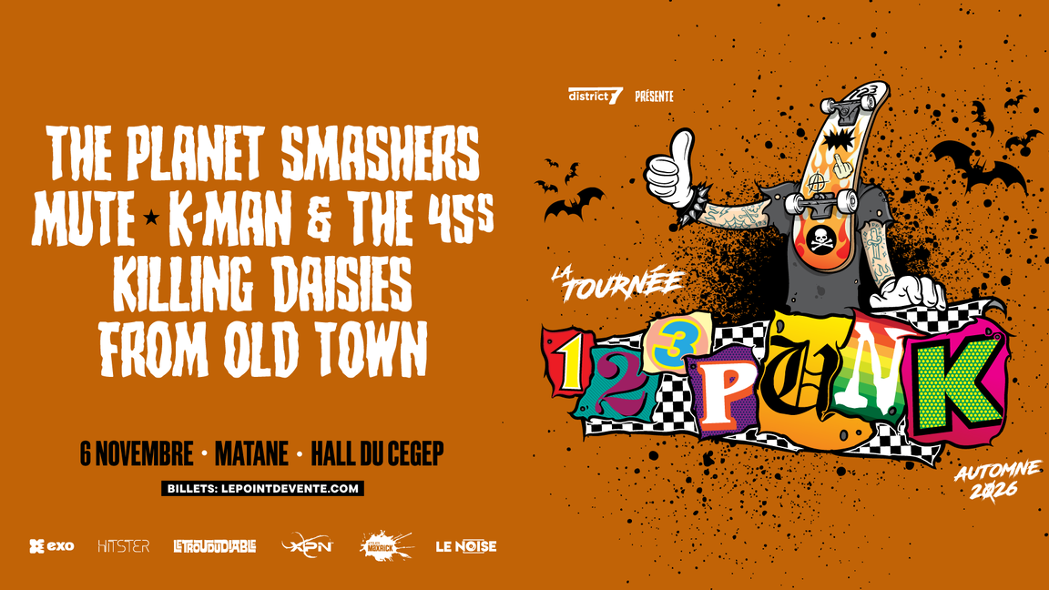 La tournée 123Punk 2026 à Matane! avec The Planet Smashers, Mute, K-man & the 45s, Killing Daisies et From Old Town