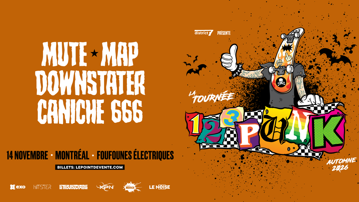 La tournée 123Punk 2026 à Montréal! avec MUTE, MAP, DOWNSTATER et CANICHE 666