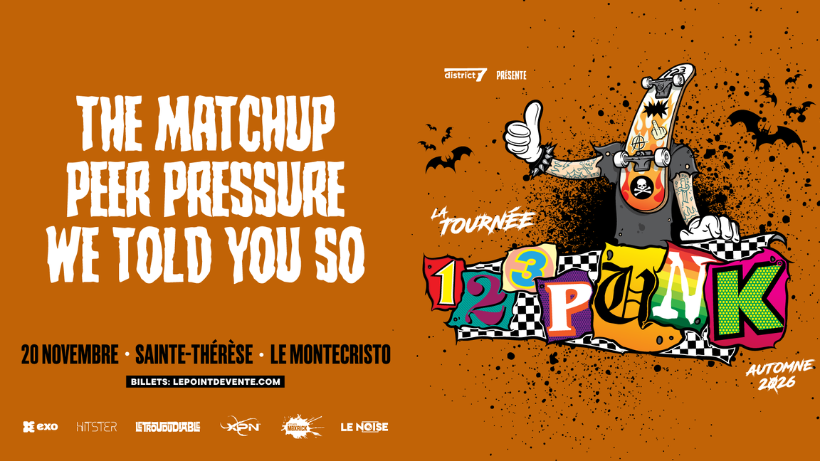 La tournée 123Punk 2026 à Sainte-Thérèse avec The Matchup, Peer Pressure et We Told You So