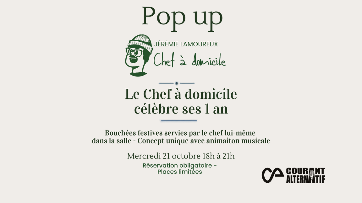 Pop-up - 1 an du Chef à domicile, Jérémie vous présente ses bouchées festives