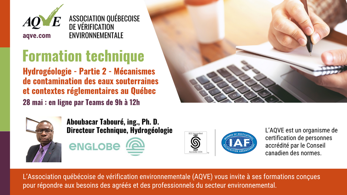 Hydrogéologie - Partie 2 - Mécanismes de contamination des eaux souterraines et contextes réglementaires au Québec
