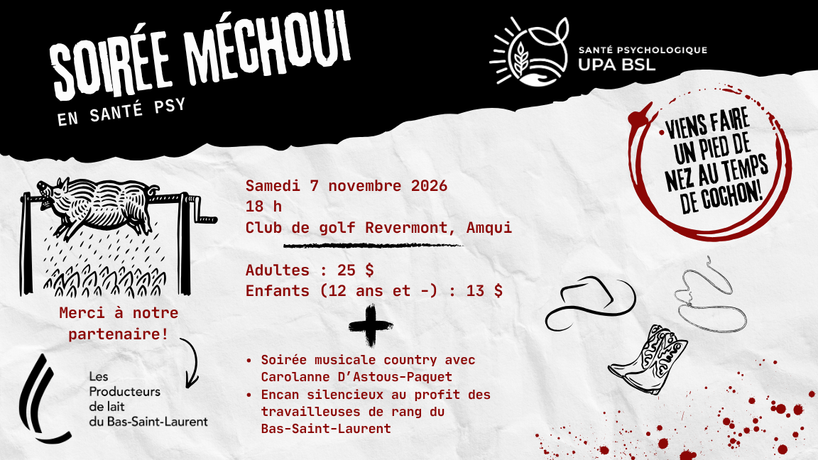Soirée méchoui en santé psychologique Bas-Saint-Laurent
