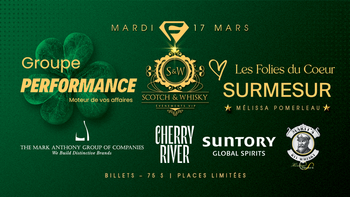 Soirée Signature St-Patrick : Scotchs & Whiskys, jazz et réseautage chez Surmesur Québec