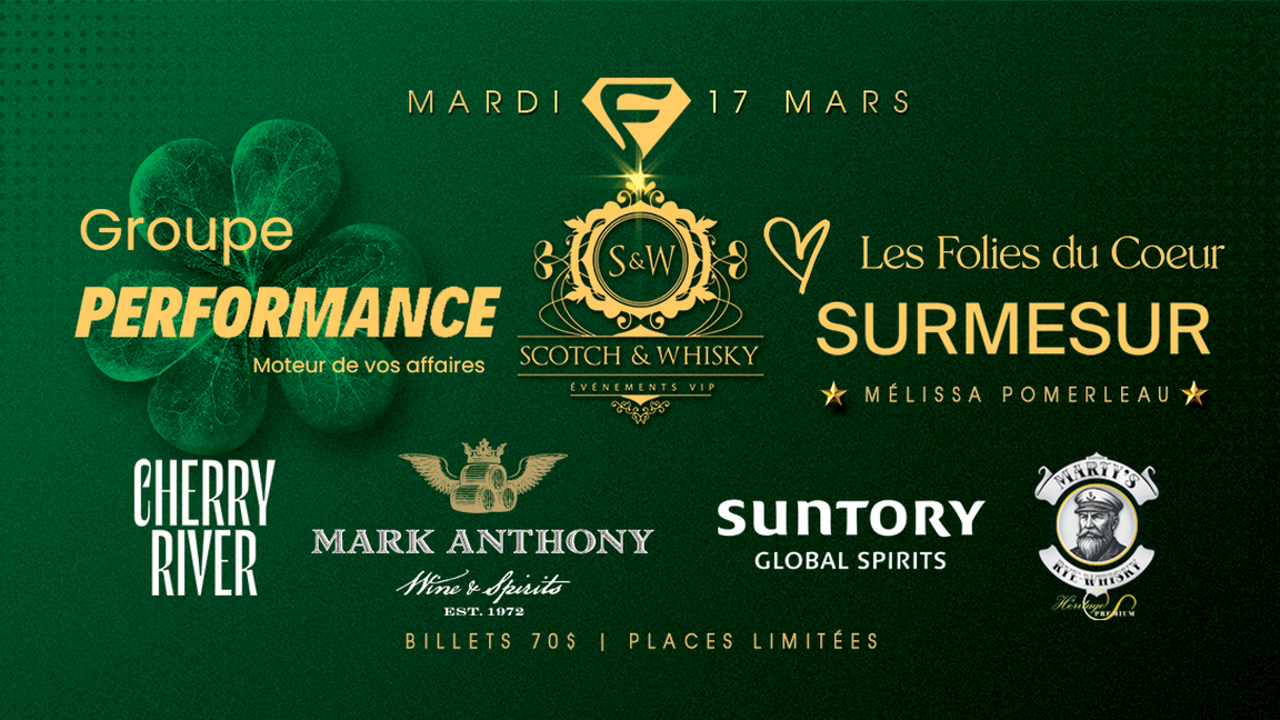 Soirée Signature St-Patrick : Scotchs & Whiskys, jazz et réseautage chez Surmesur Québec