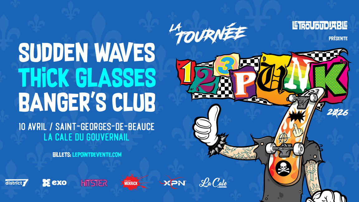 Tournée 123Punk à St-Georges-de-Beauce avec Sudden Waves, Thick Glasses et Banger's Club