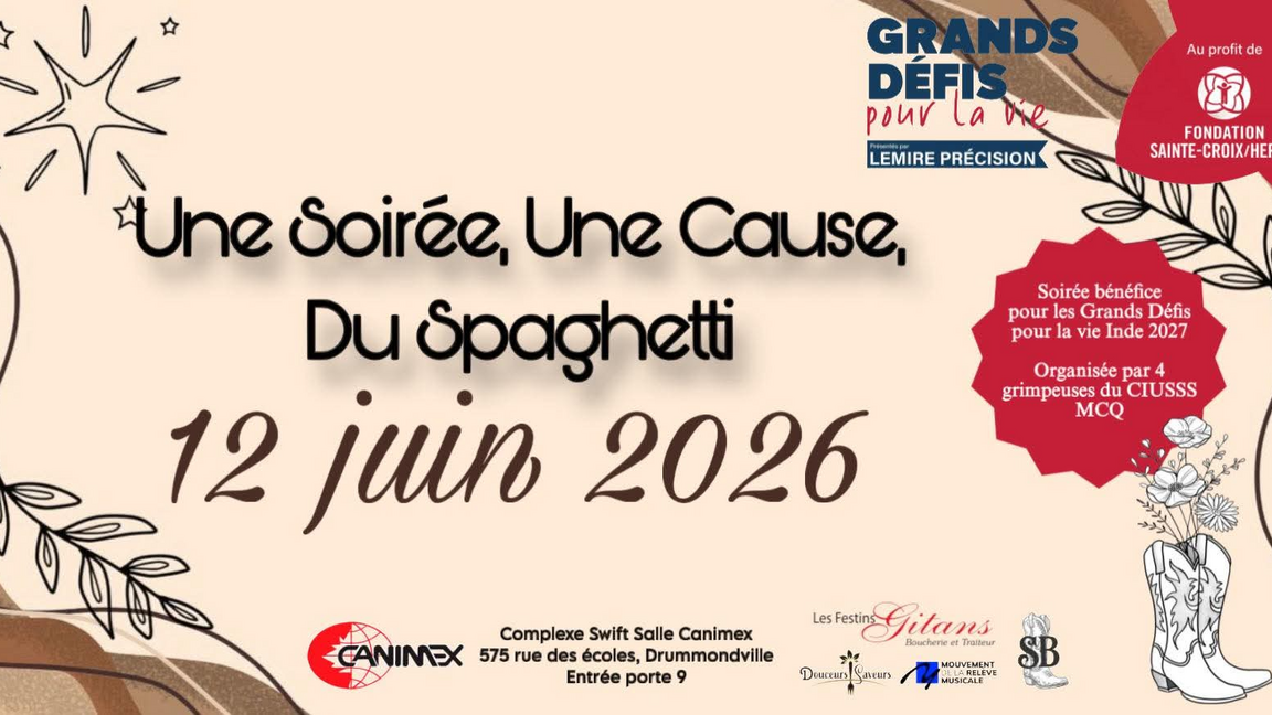 Souper spaghetti bénéfice - Grands défis pour la vie