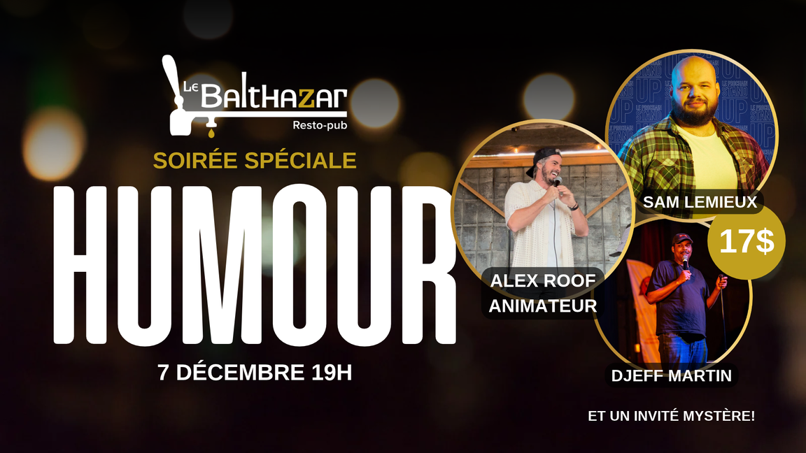 Soirée d'humour- 7 décembre- BOISBRIAND