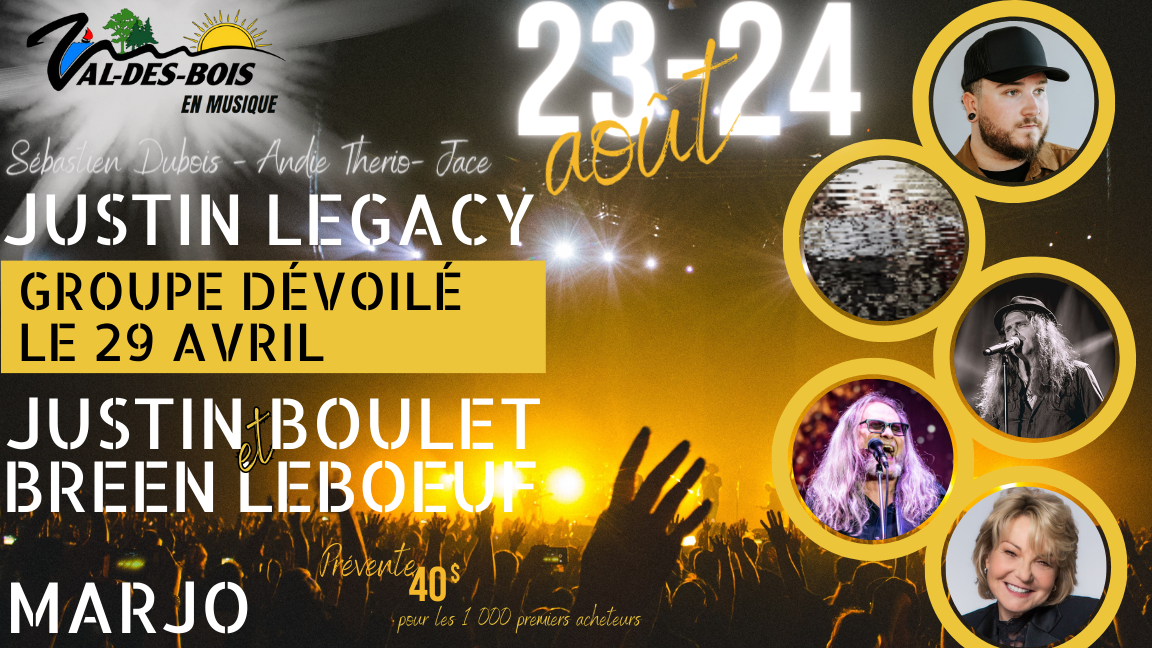 Municipalité de ValdesBois présente ValdesBois en musique 2024 23 août 2024 Scène Municipalité de ValdesBois présente ValdesBois en musique 2024 23 août 2024 Scène
