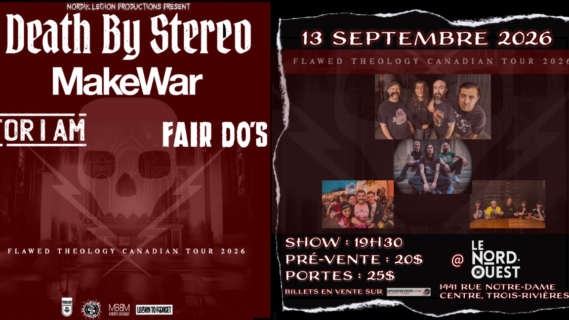 Death By Stereo & MakeWar Flawed Theology Canada Tour ‘26 w/ For I Am ● Fair Do's
