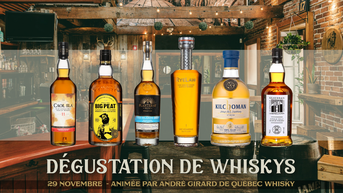Dégustation de Whiskys - Le grand tour des styles (tourbé, fruité & épicé)