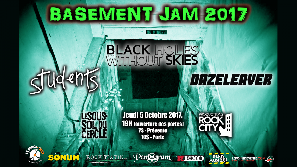 Les Productions Rock City présente BASEMENT JAM 2017 5 octobre 2017