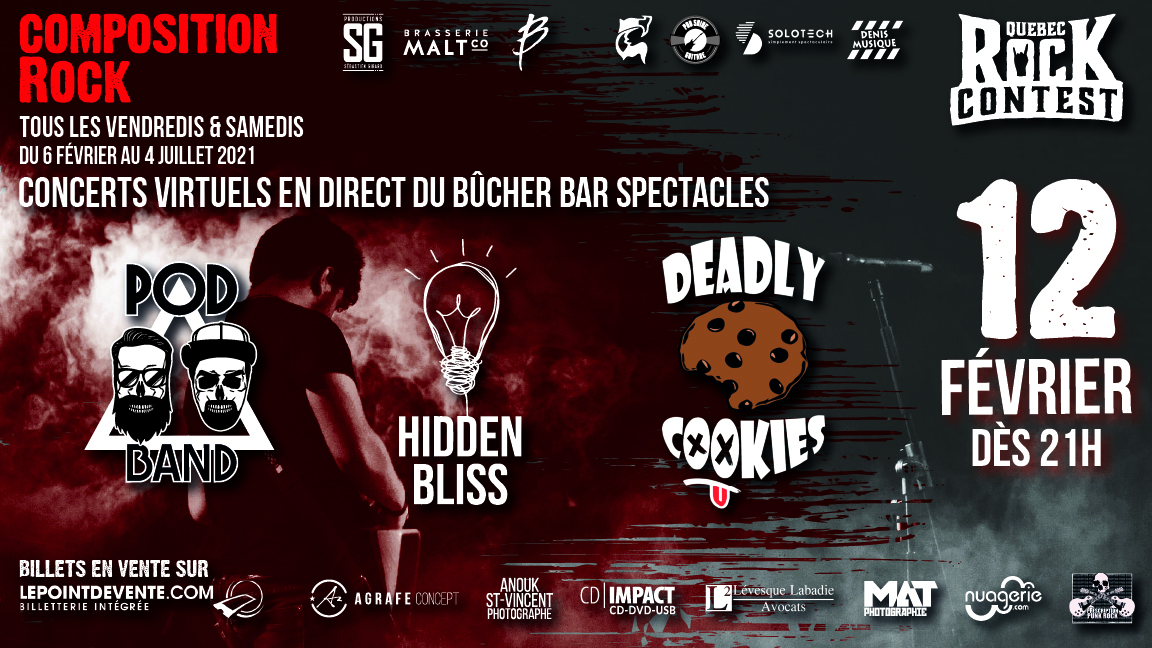 Concert virtuel : PODBand, Hidden Bliss & Deadly Cookies