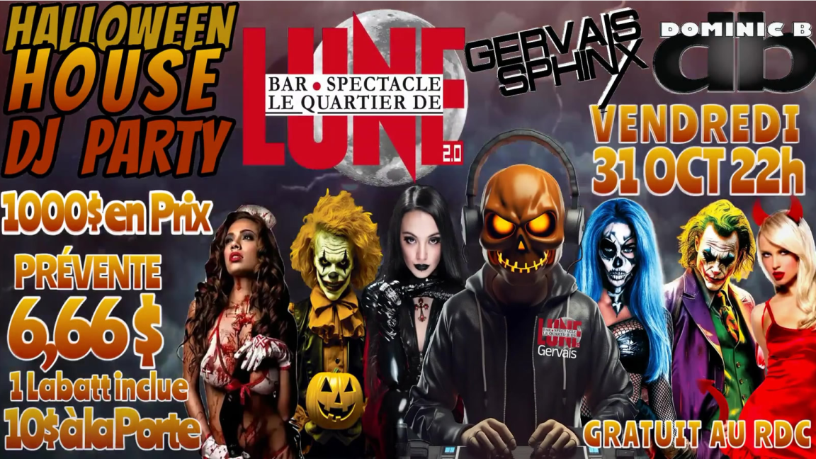 HALLOWEEN HOUSE DJ PARTY AU QUARTIER DE LUNE