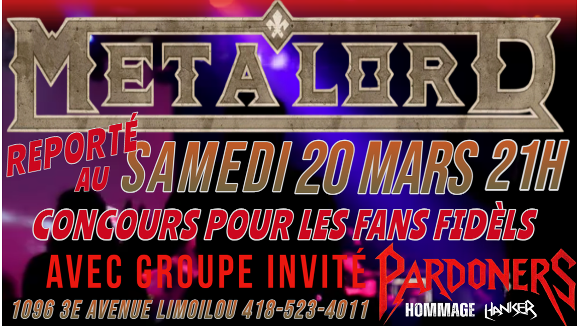 SOIRÉE METAL AVEC METALORD AU BAR SPECTACLE QUARTIER DE LUNE LIMOILOU