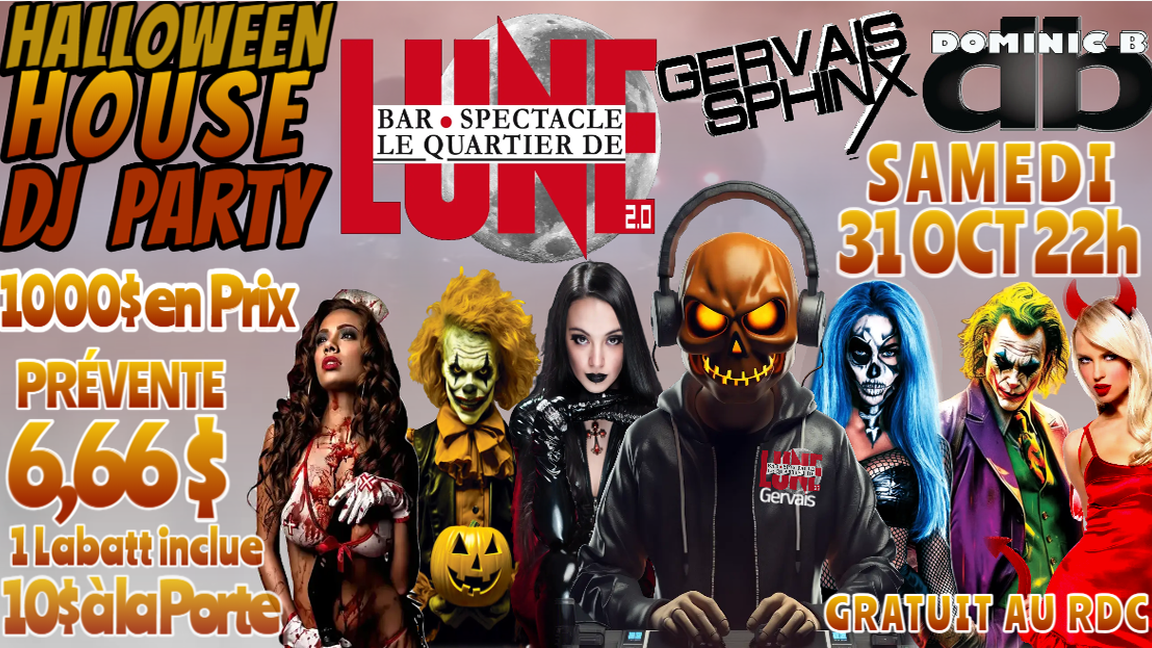 HALLOWEEN HOUSE DJ PARTY AU QUARTIER DE LUNE