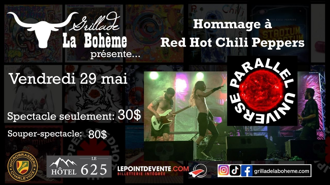 Souper-spectacle: Hommage à Red Hot Chili Peppers avec Parallel Universe