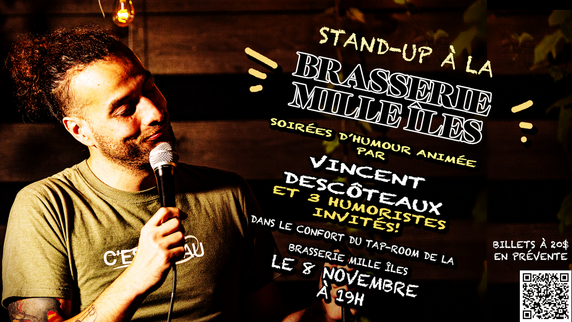 Stand-up à la BRASSERIE MILLE ÎLE! 8 novembre!