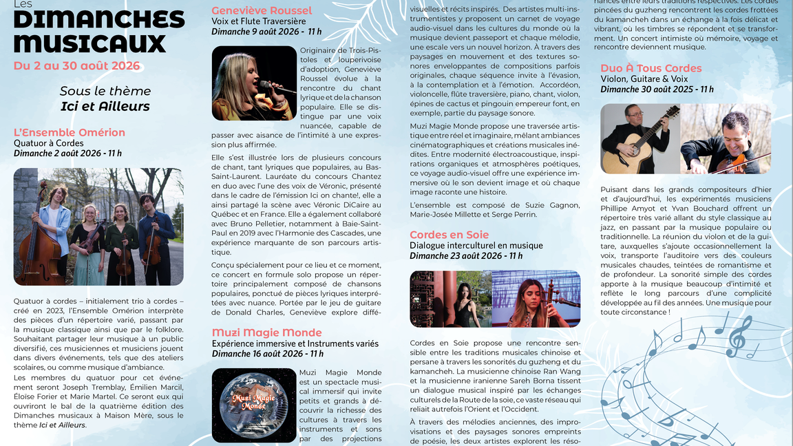 Série de 5 dimanches 2026