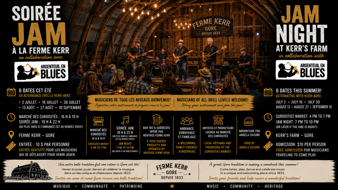Soirée JAM à la Ferme Kerr / JAM Night at Kerr's Farm