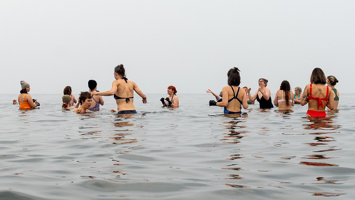 Nordic bathing at sunrise