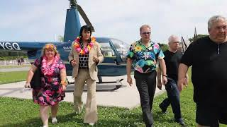 Sylvain Leduc arriving in a helicopter in Sorel-Tracy.